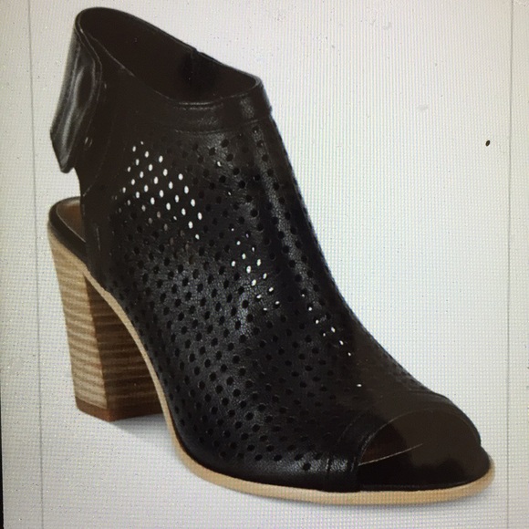 Steve Madden Suzy Perforated Black Leather Heels - Picture 2 of 8